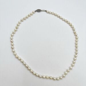 Vintage Japanese Akoya pearl necklace sterling silver Clasp,0.4-0.5 Mm 15.5”